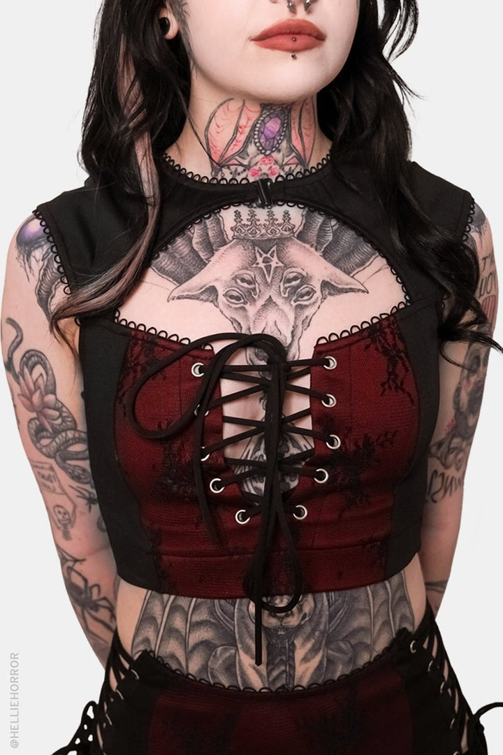 womens retro-inspired romantic goth sexy lace swimsuit top