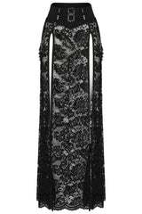 womens lace mesh long gothic skirt