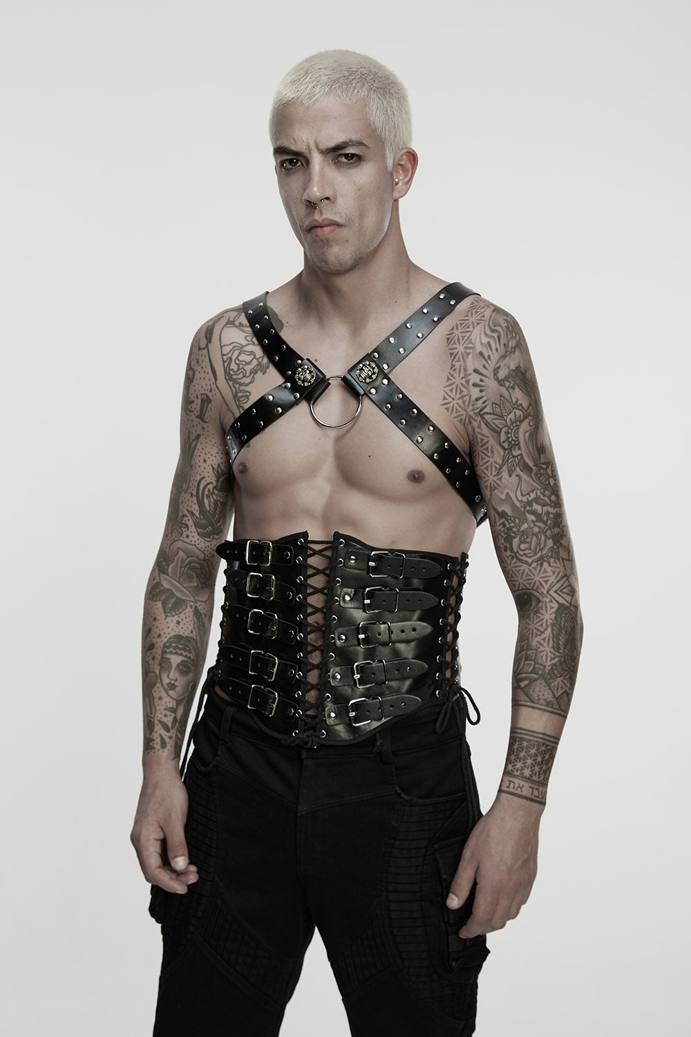 mens vegan leather gothic harness