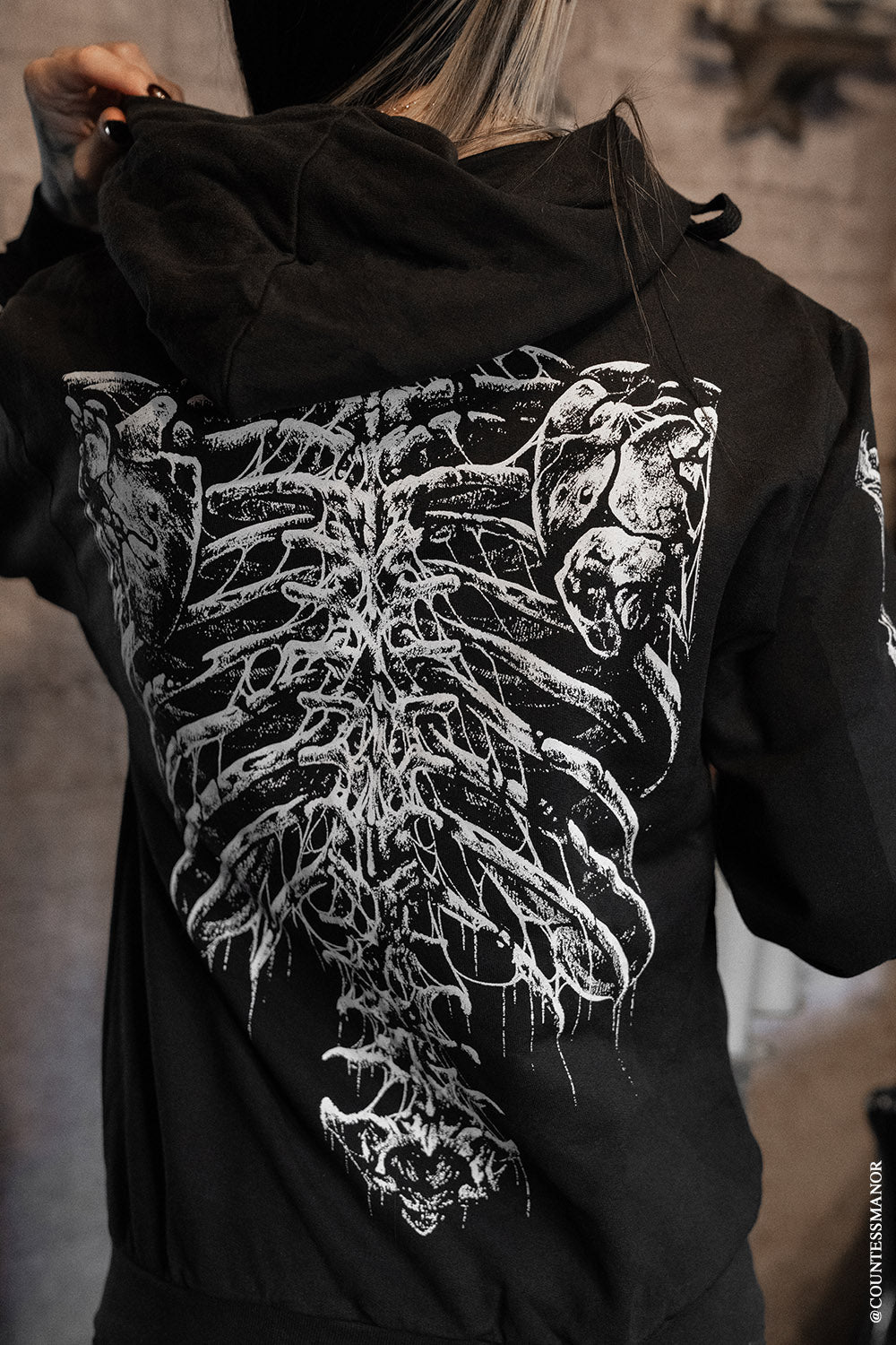 scary gothic ribcage skeleton hoodie jacket