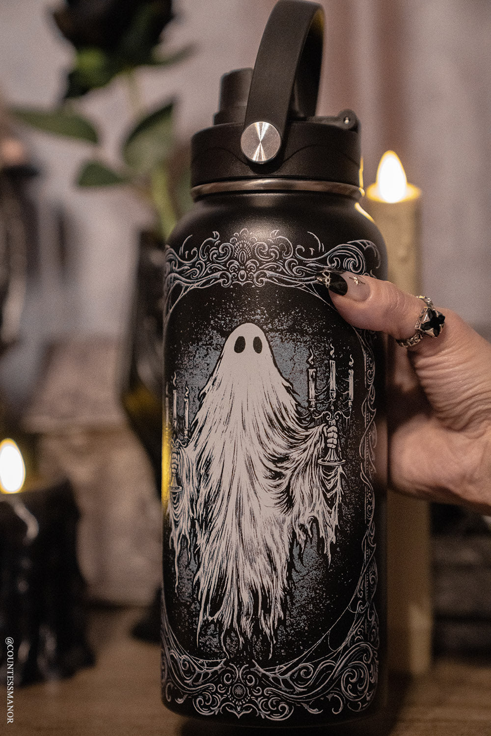 victorian goth ghost stainless steel water bottle 