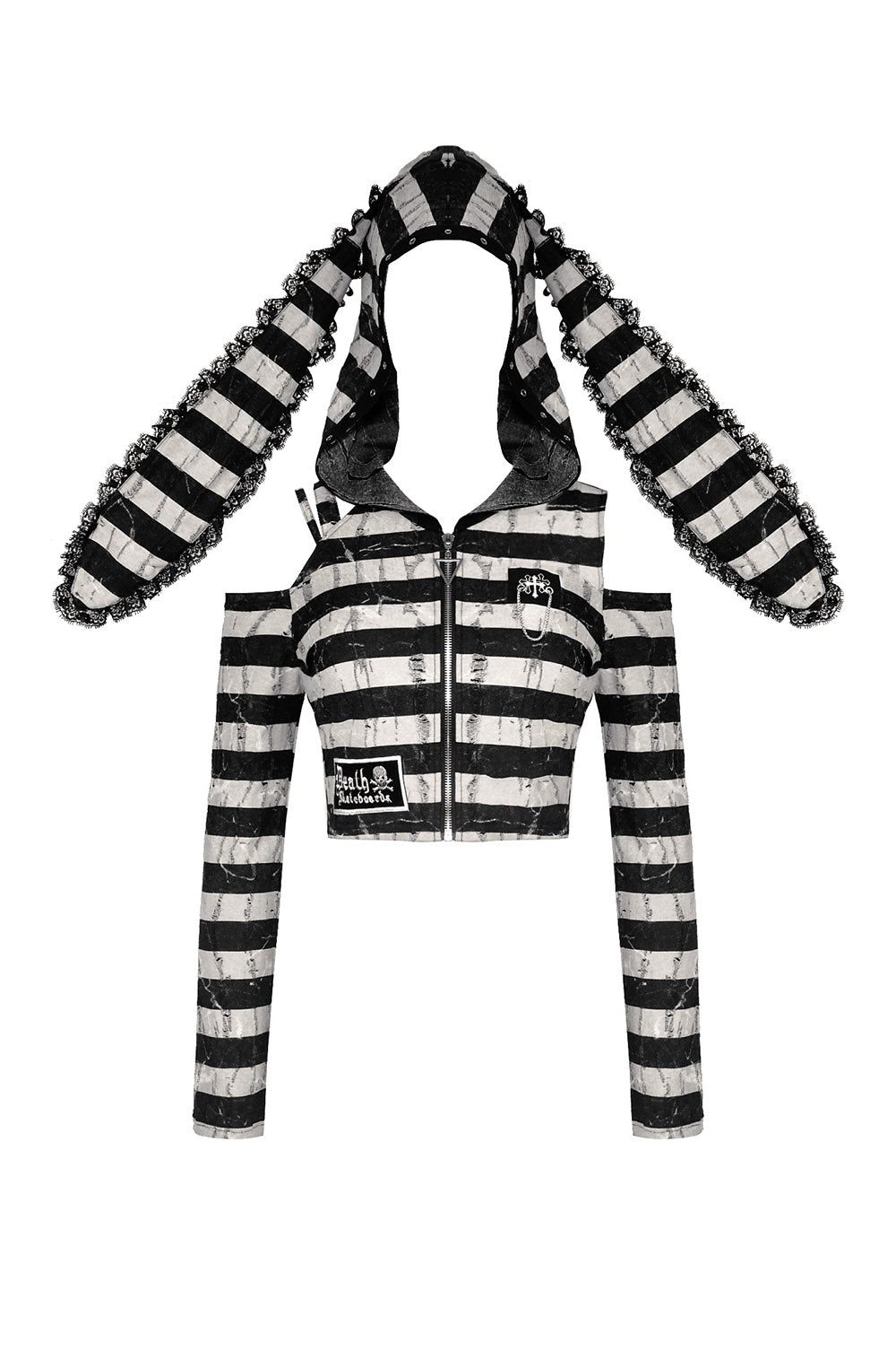 punk patch cropped hoodie top