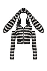 punk patch cropped hoodie top