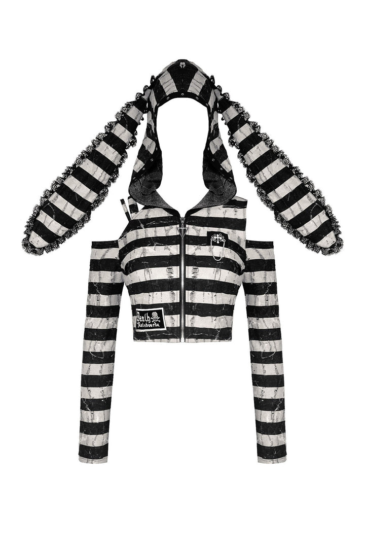 punk patch cropped hoodie top