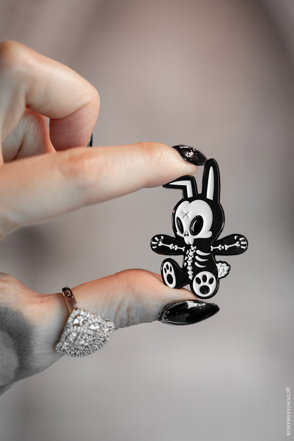 emo bunny rabbit enamel pin