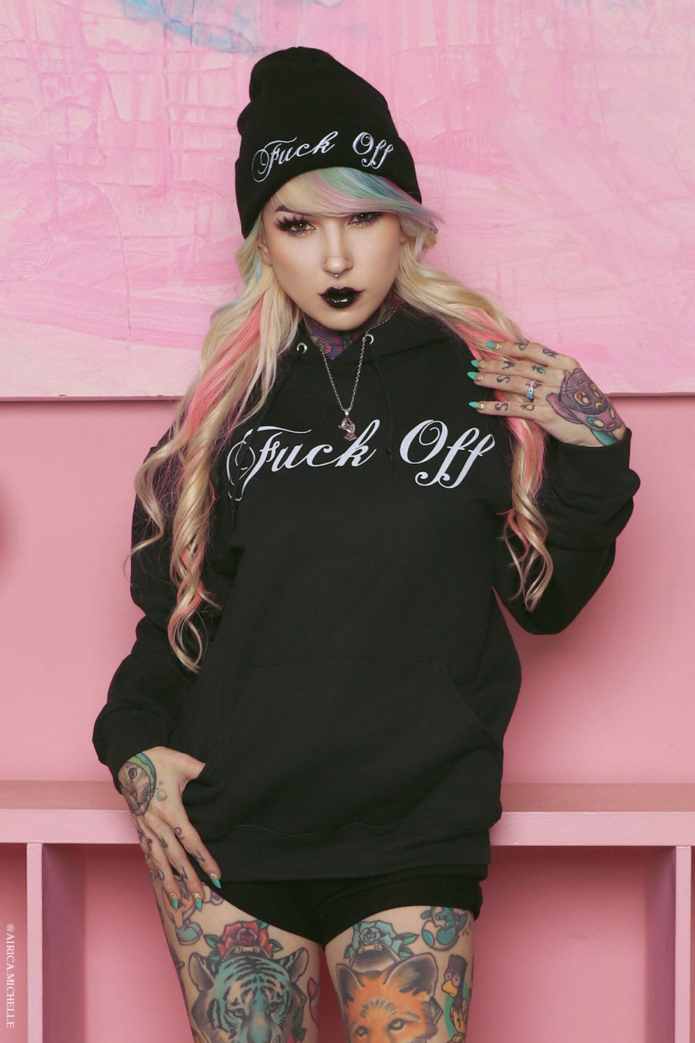 womens punk swear word graphic hoodie