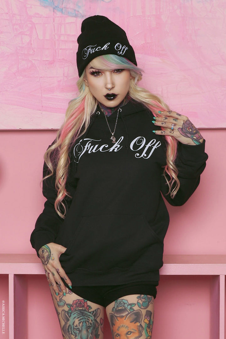 womens punk swear word graphic hoodie