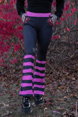 distressed ribbon bow emo striped bell bottoms