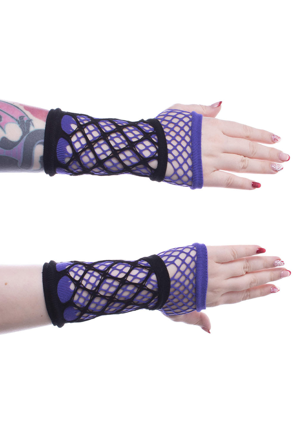 womens punk fishnet gloves with finger loops