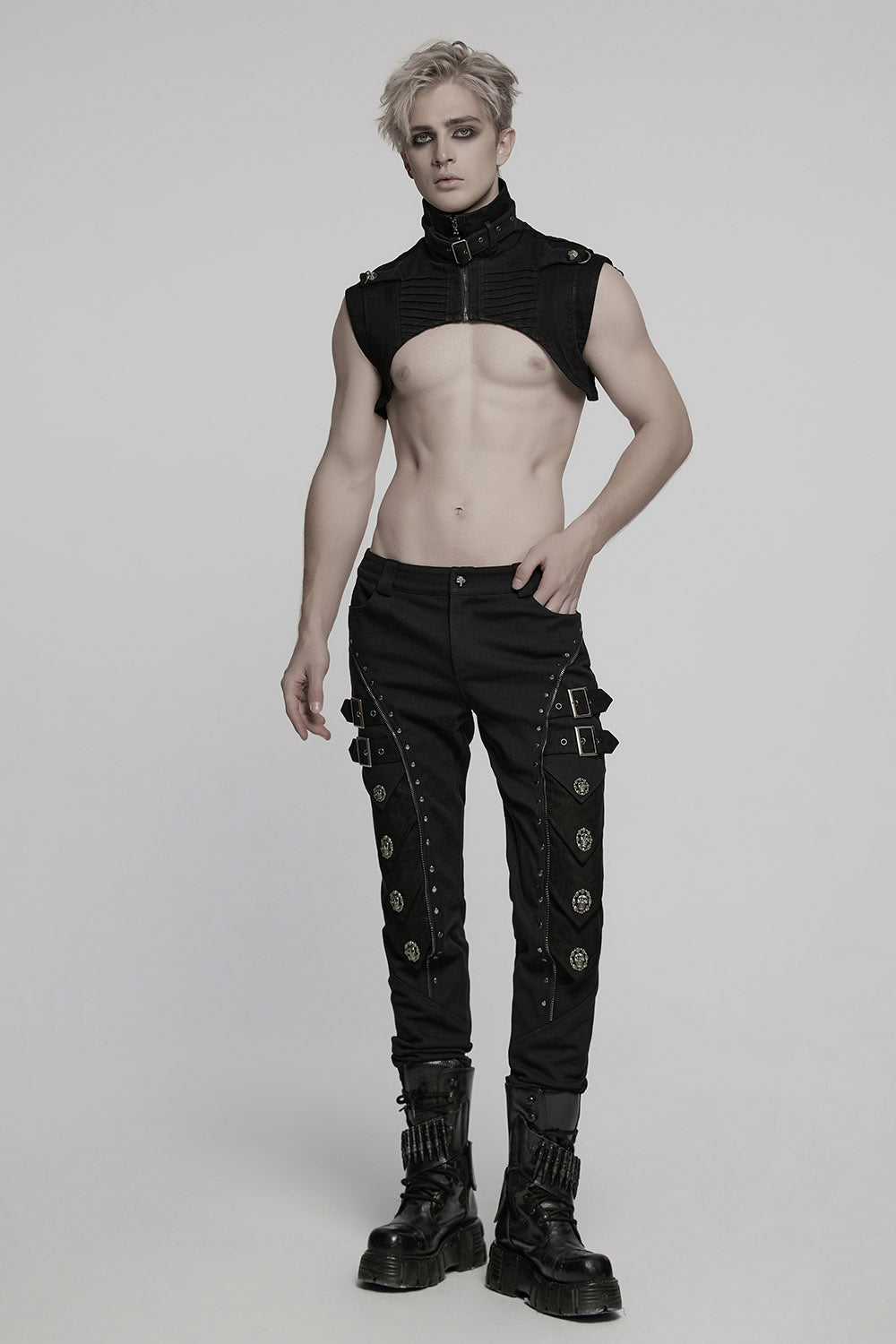 mens skull studded gothic jeans 