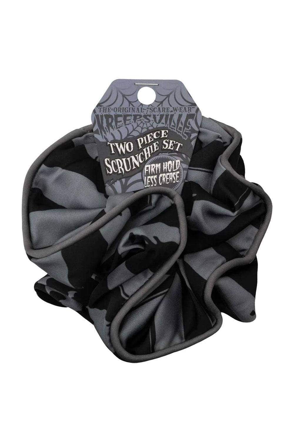 scare wear striped gray black bat halloween hair accessory scrunchie set