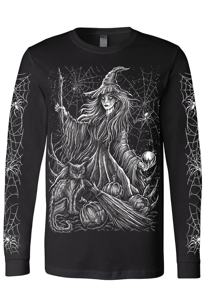 long sleeve gothic shirt with web sleeves