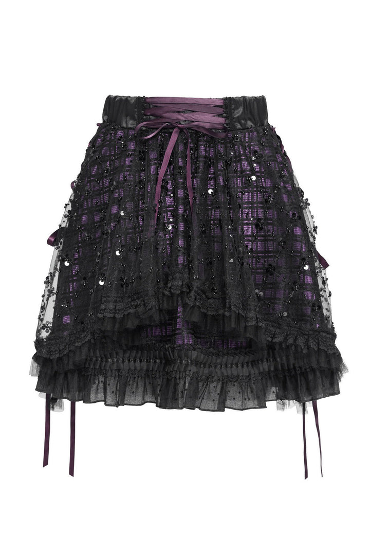 poofy cupcake purple and black plaid mini skirt