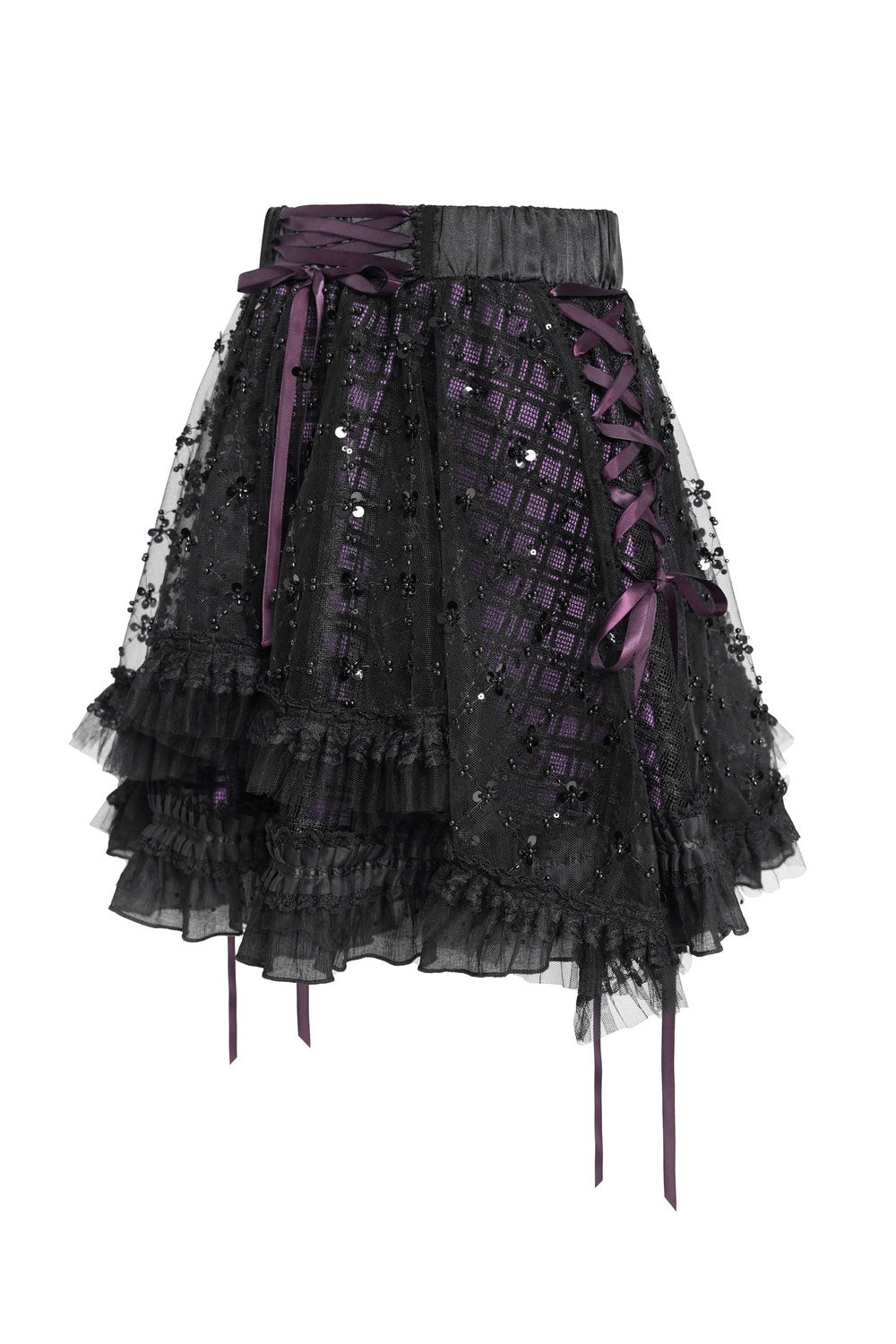 womens punk purple and black plaid mini skirt