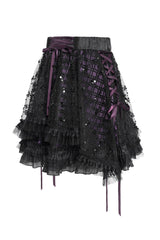 womens punk purple and black plaid mini skirt