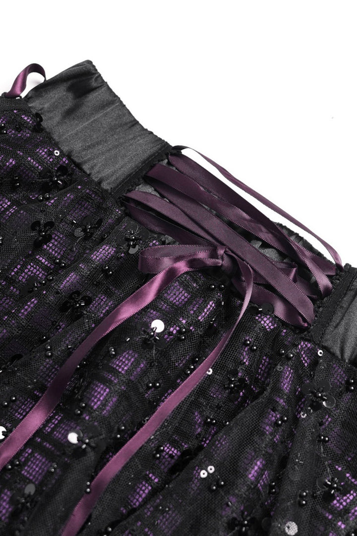 short purple and black plaid mini skirt by devil fashion