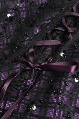 purple and black plaid mini skirt with sequins
