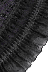 beaded ruffle purple and black plaid mini skirt