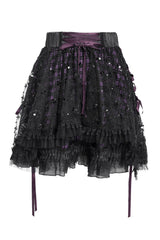 tulle overlay purple and black plaid mini skirt