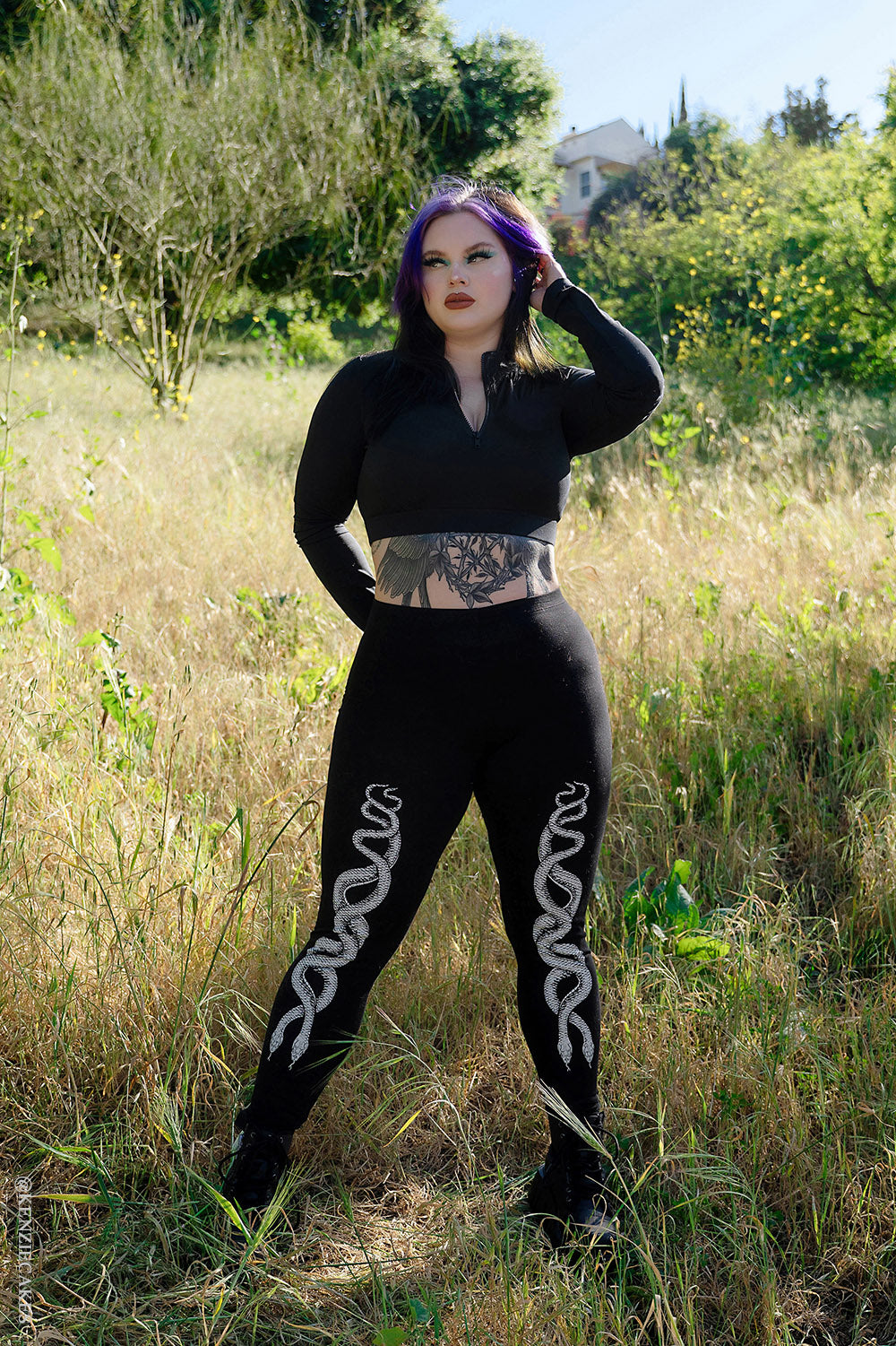 womens high-waisted goth leggings