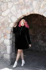 womens vintage gothic black midi dress