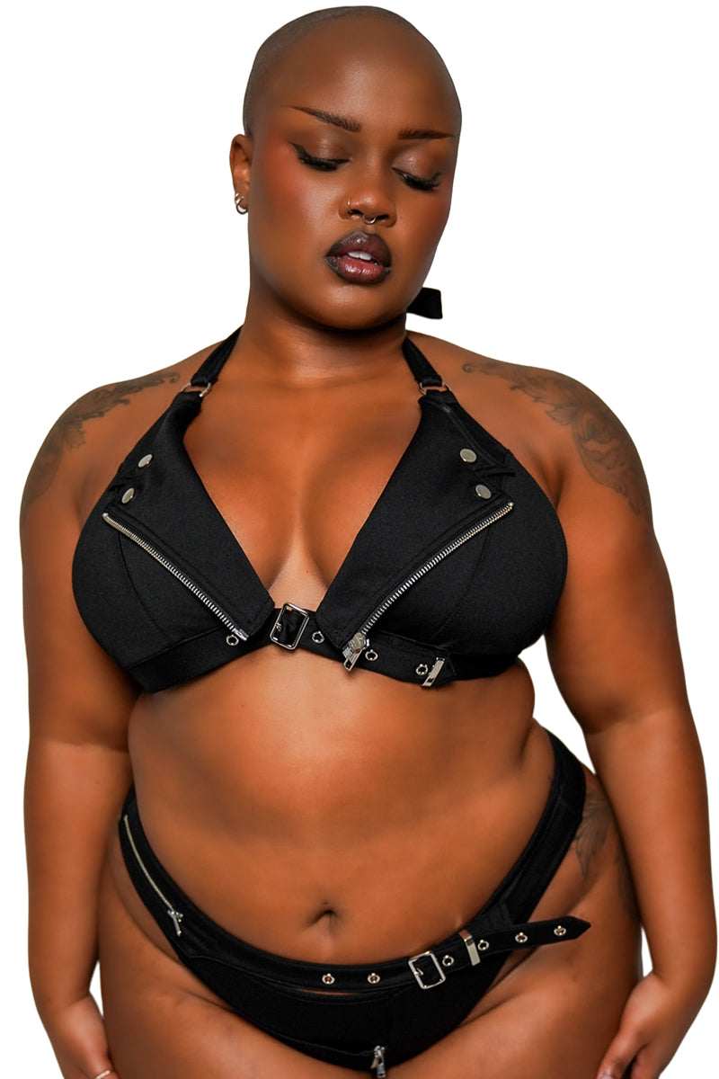 womens zippered emo bikini top