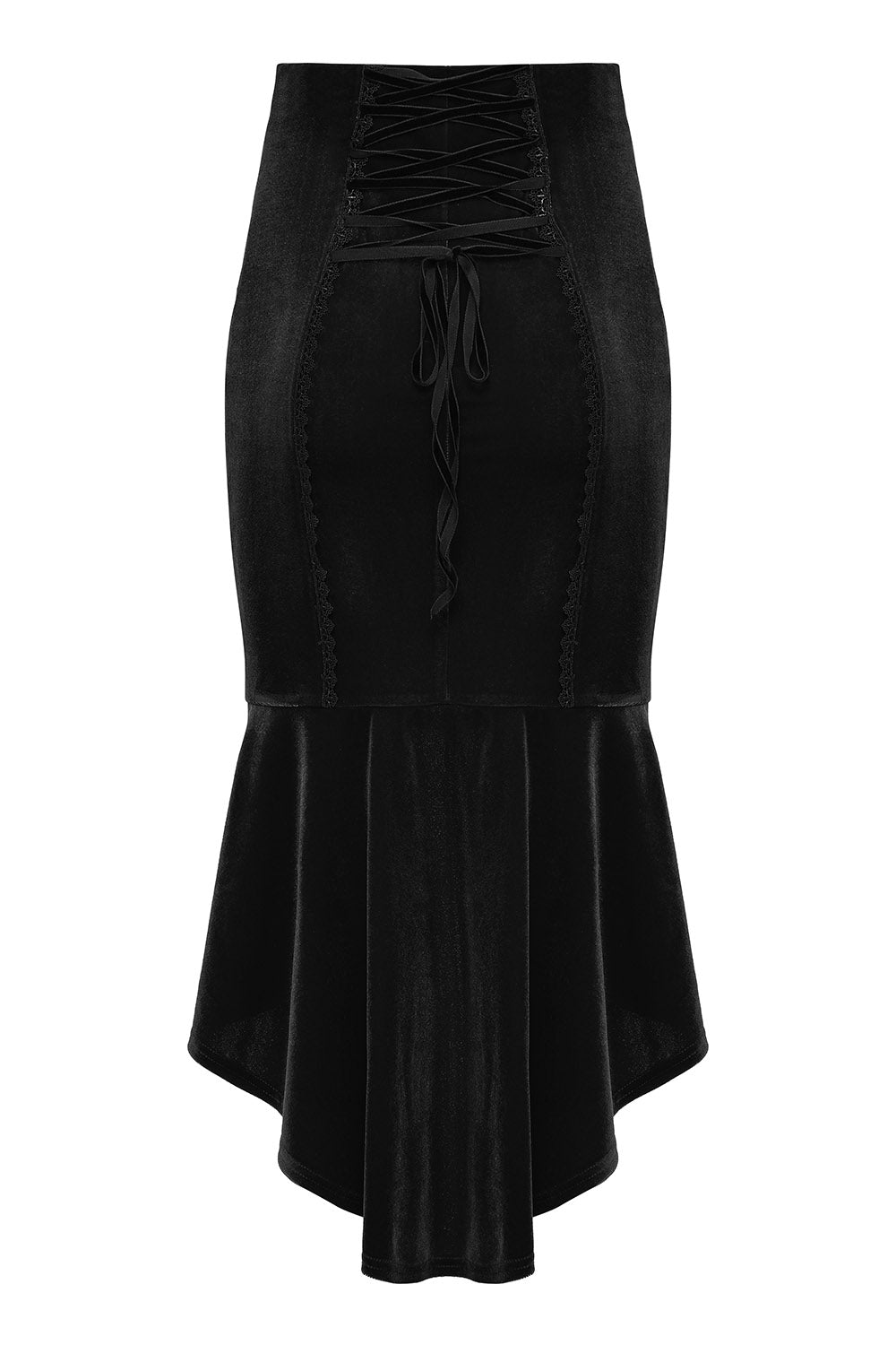 high-rise womens embroidered lace floral black velvet leg slit skirt