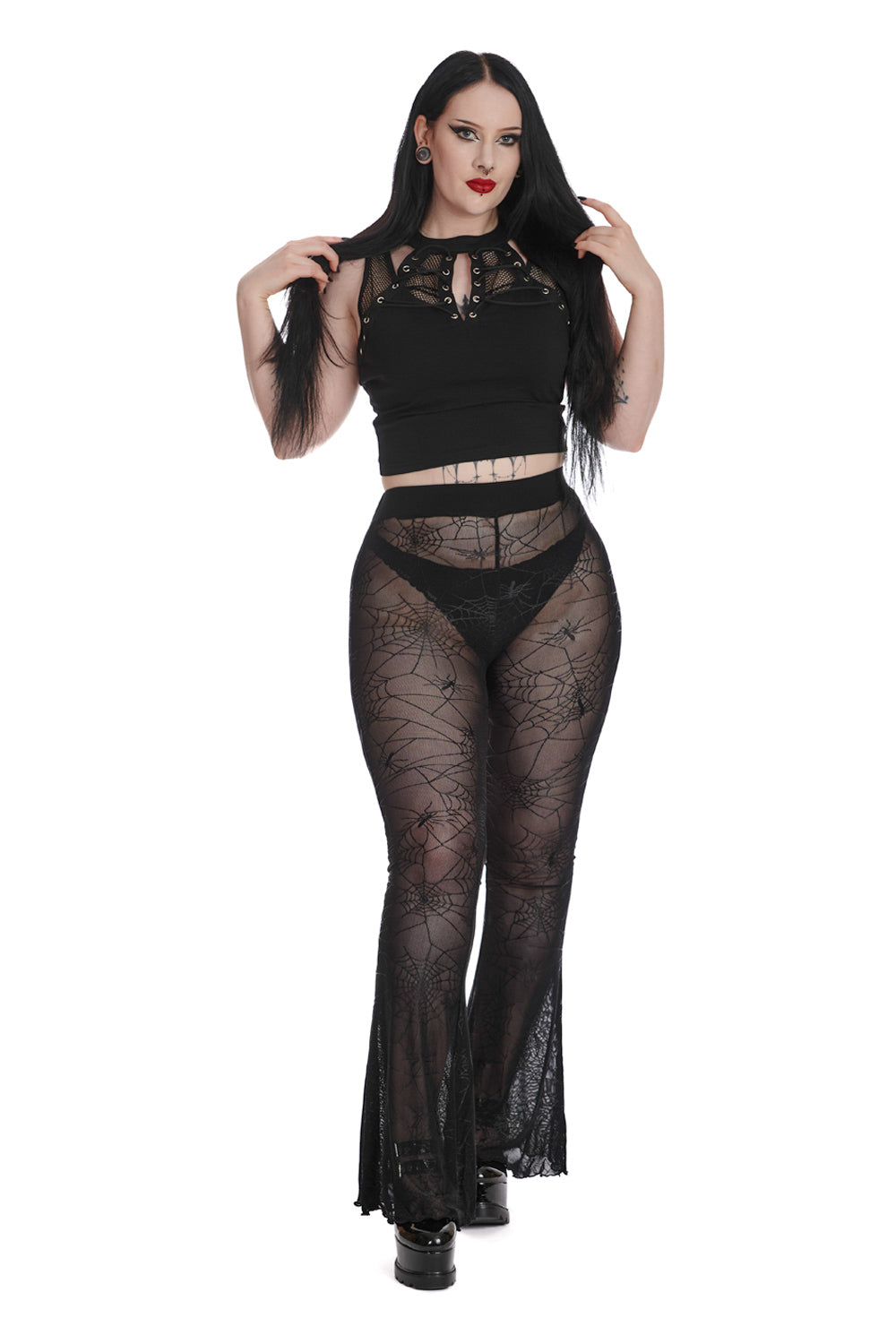 gothic mesh high waisted pants