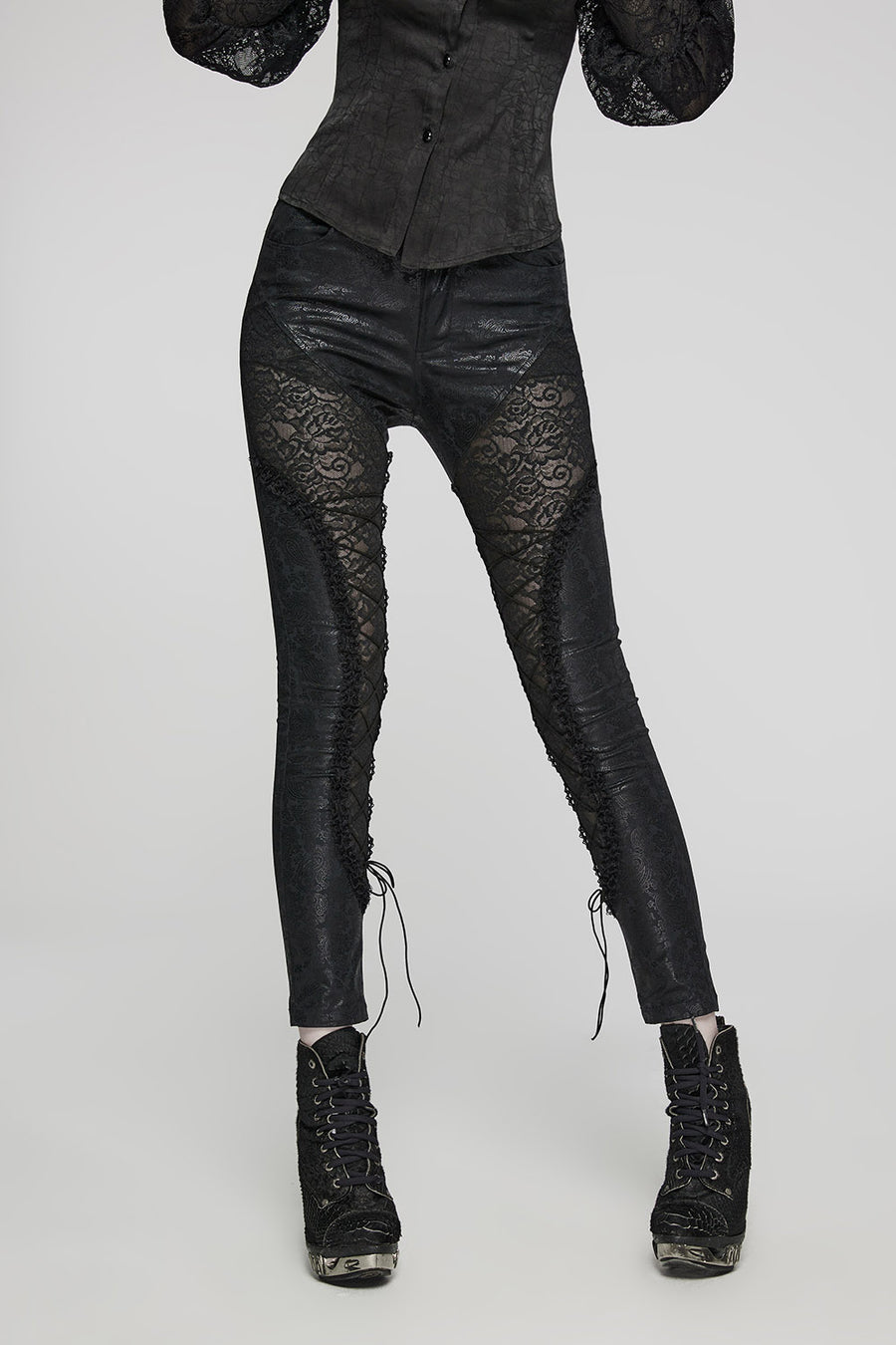 womens ruffled goth pants