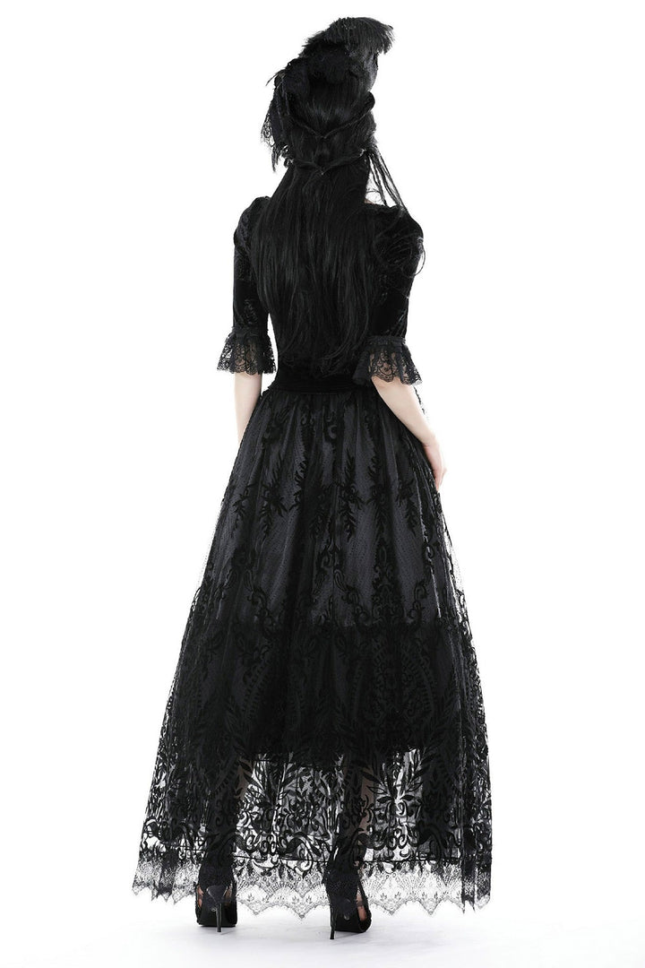 romantic gothic long black maxi skirt