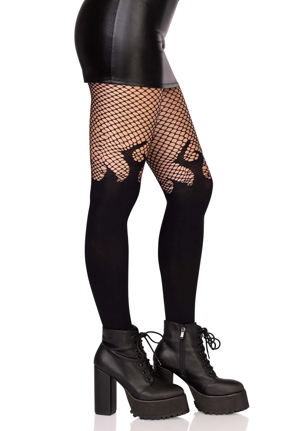 Black Flame Net Plus Size Tights