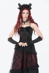 sweetheart neckline red and black steampunk tank top