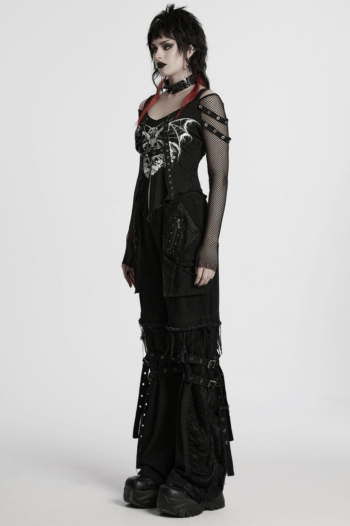 punk fishnet shirt sleeve top