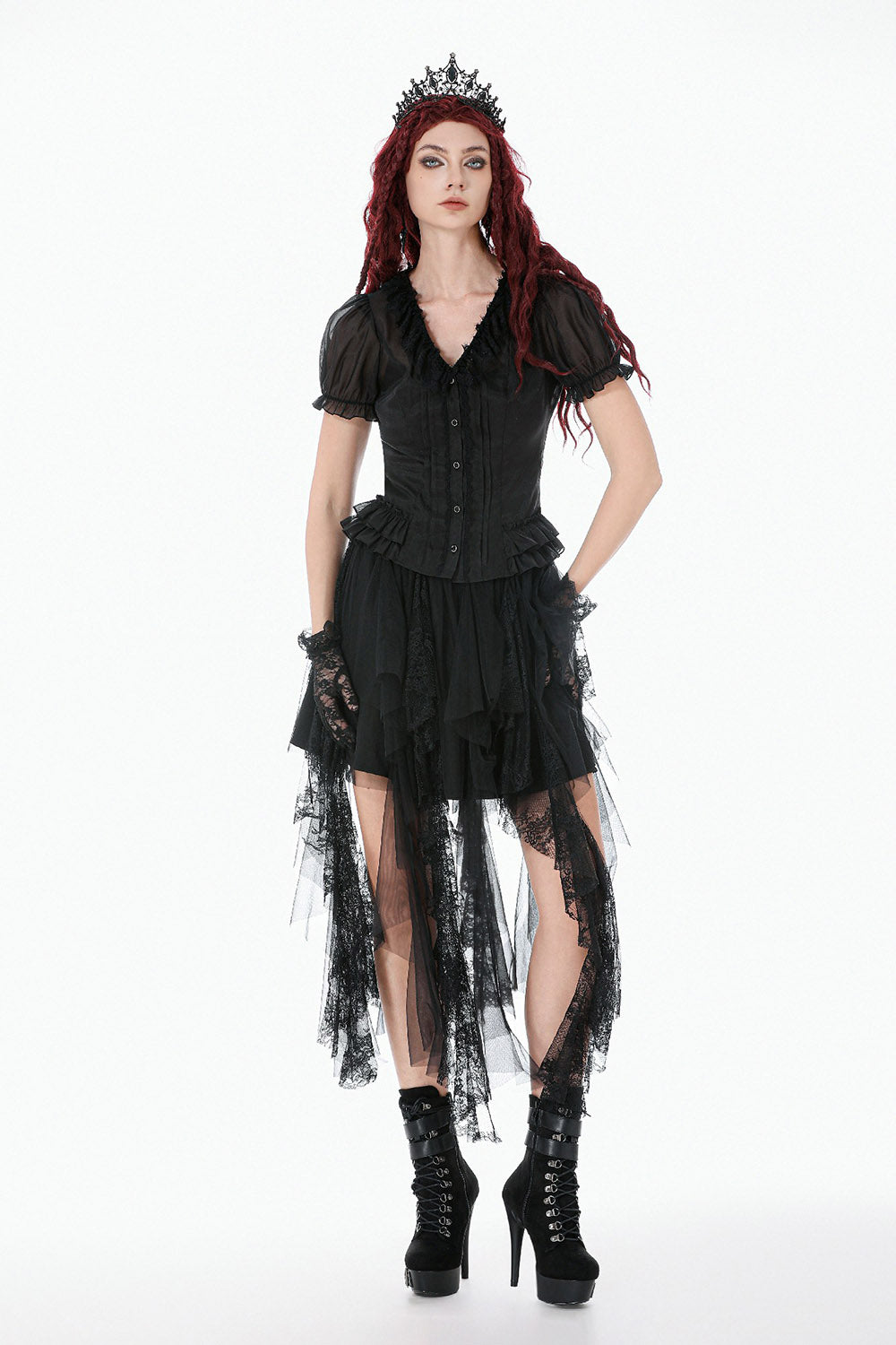 button-up sheer gothic blouse