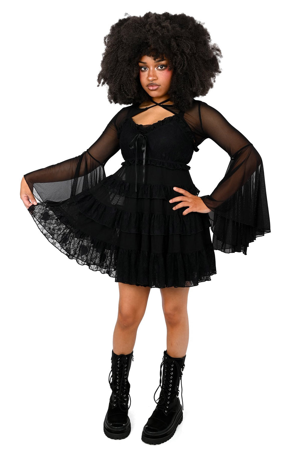 layered sheer babydoll dress for women
