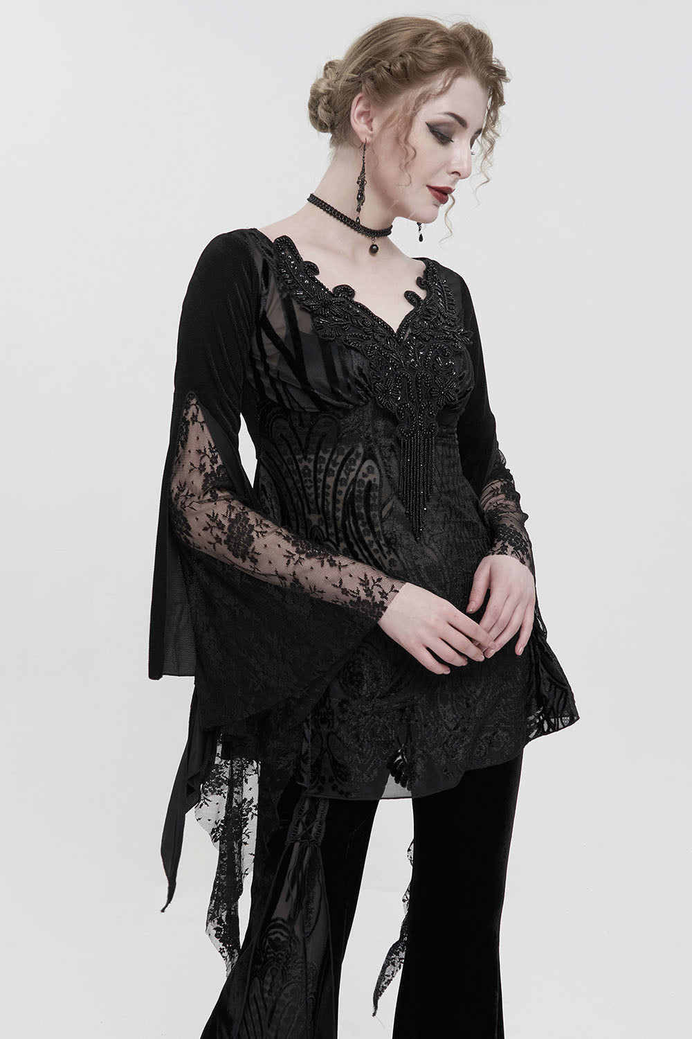 lace sleeve gothic top