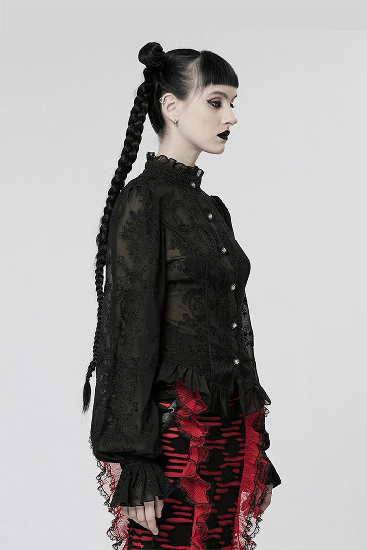 womens ruffled hem steampunk blouse