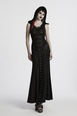 black sheer fishnet hooded apocalyptic dress