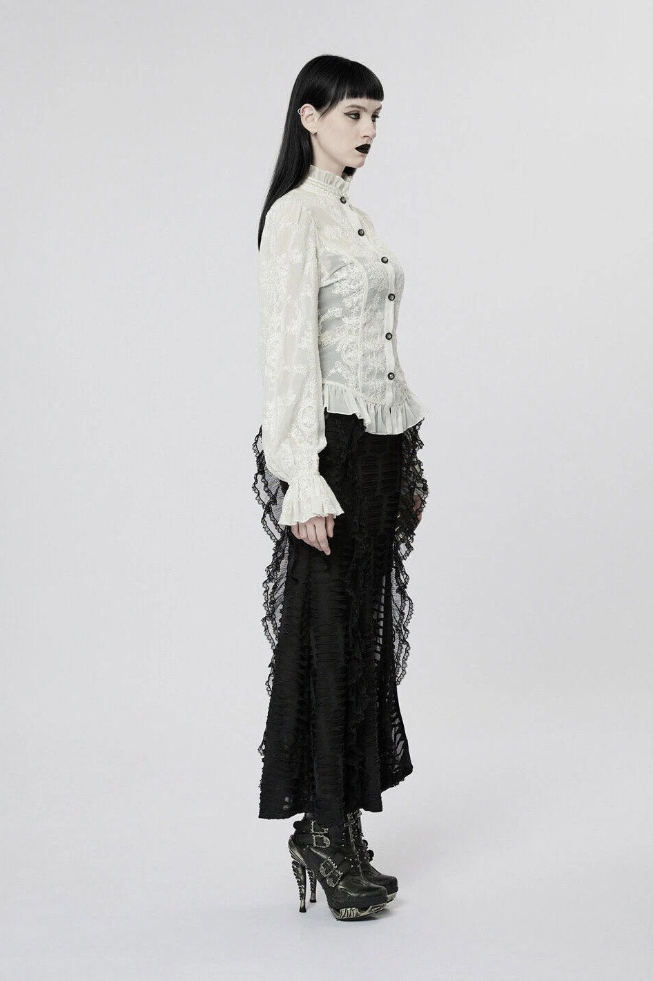 chiffon white cream victorian blouse
