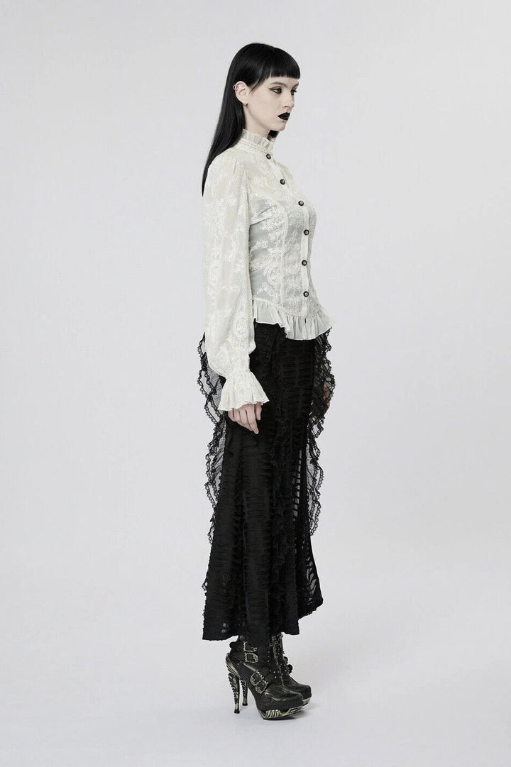 chiffon white cream victorian blouse