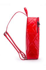 rockabilly PU red shiny leather vegan coffin shaped backpack