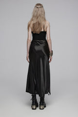 plus size black satin skirt