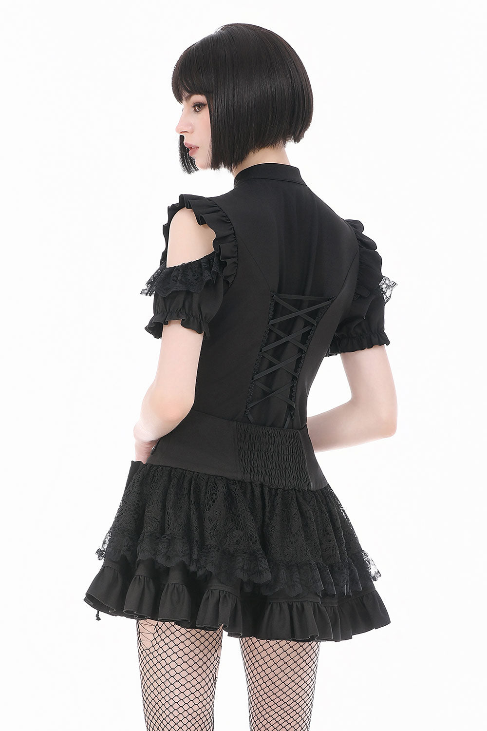 Lace layered punk mini skirt for women from Dark In Love