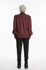 back view of model wearing victorian goth red shirt from punk rave