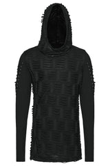 industrial goth punk top with lace up sleeves and hood
