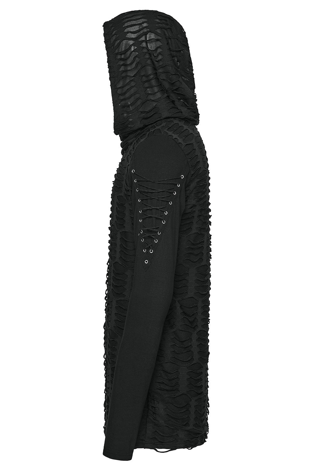alternative grunge mens top with lace up sleeves