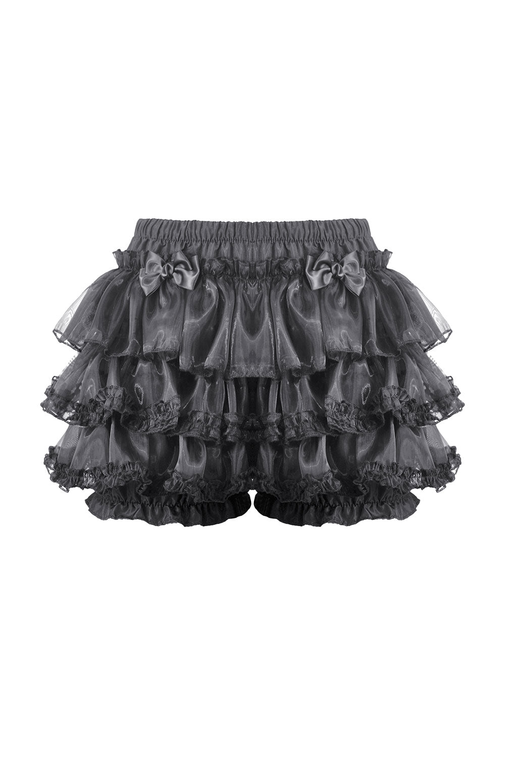 Front details of ruffle bloomers with bows and lace
