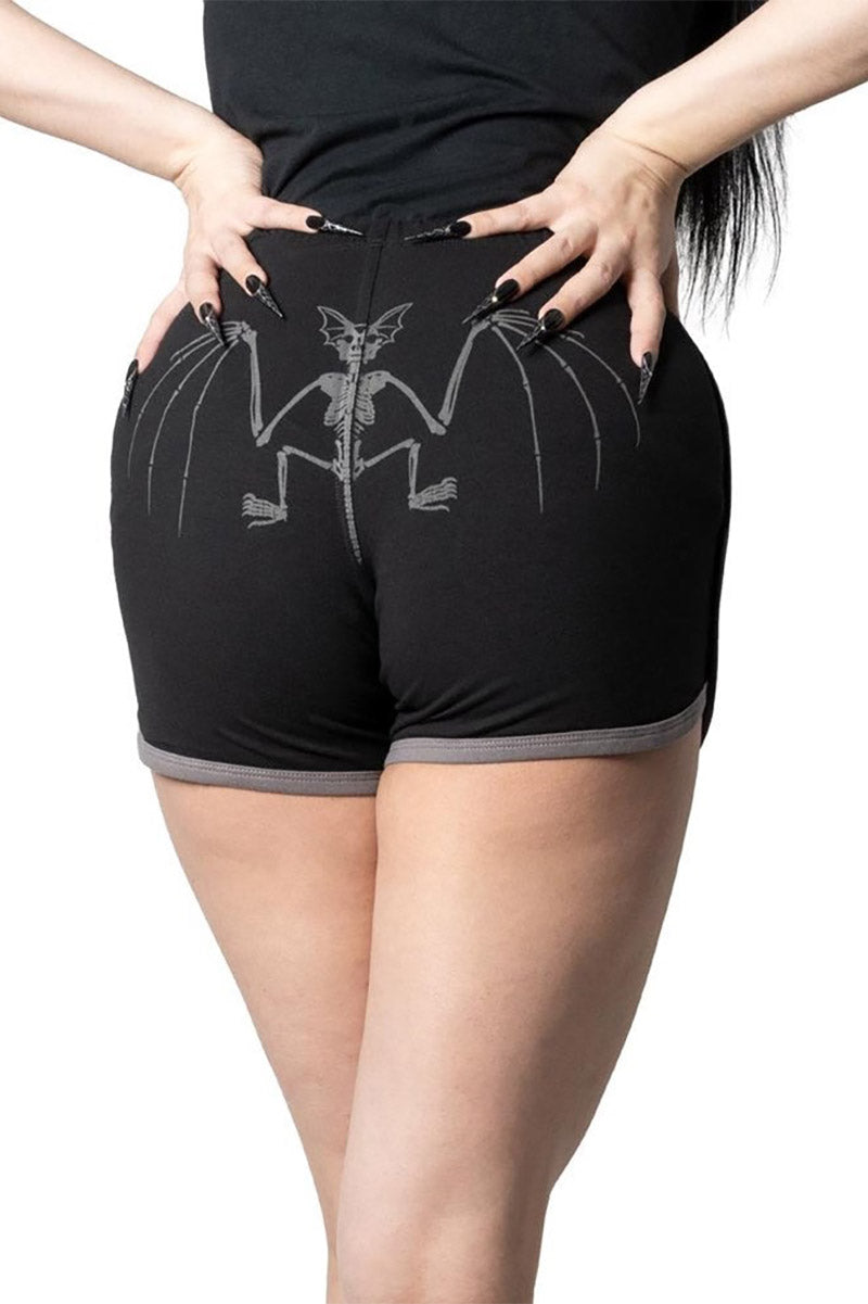 gothic black and grey bat shorts
