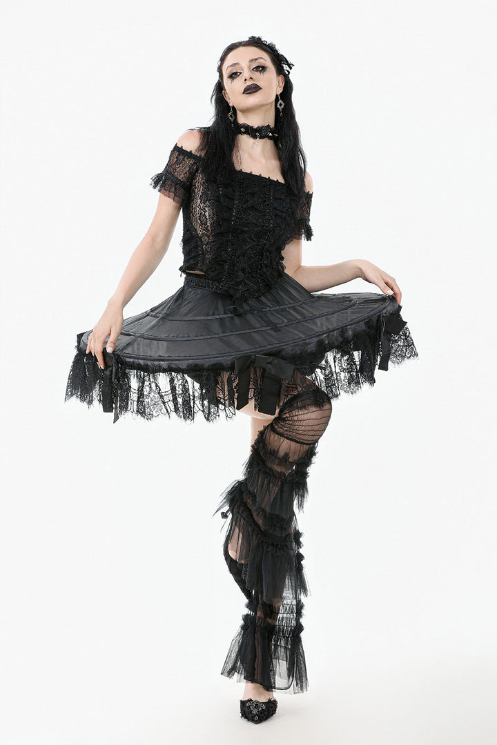 womens short hoop skirt with lace hem
