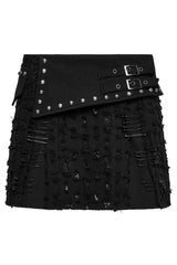 womens low-waisted punk shredded skirt